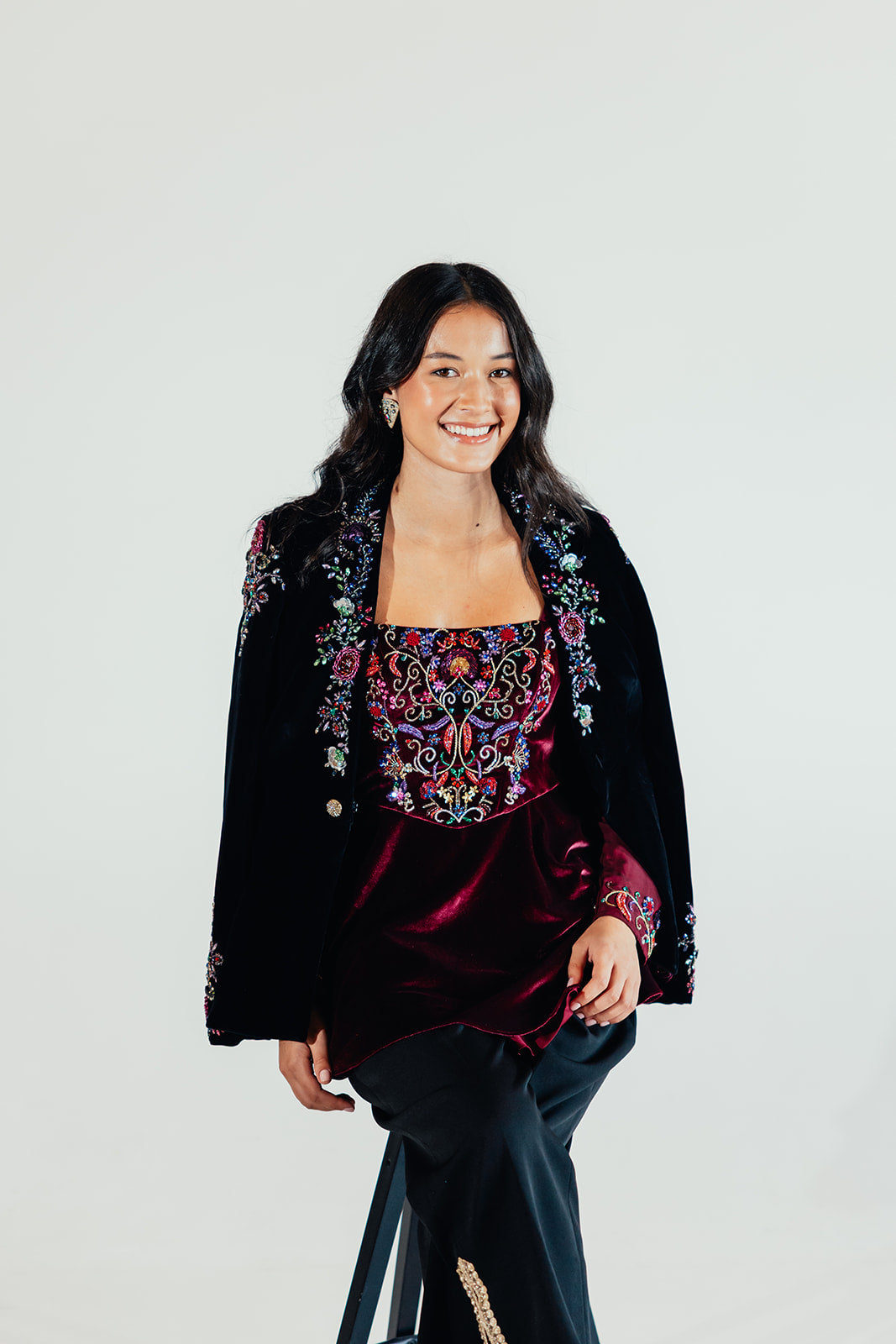 ELSA VELVET TAILORED JACKET | BLACK