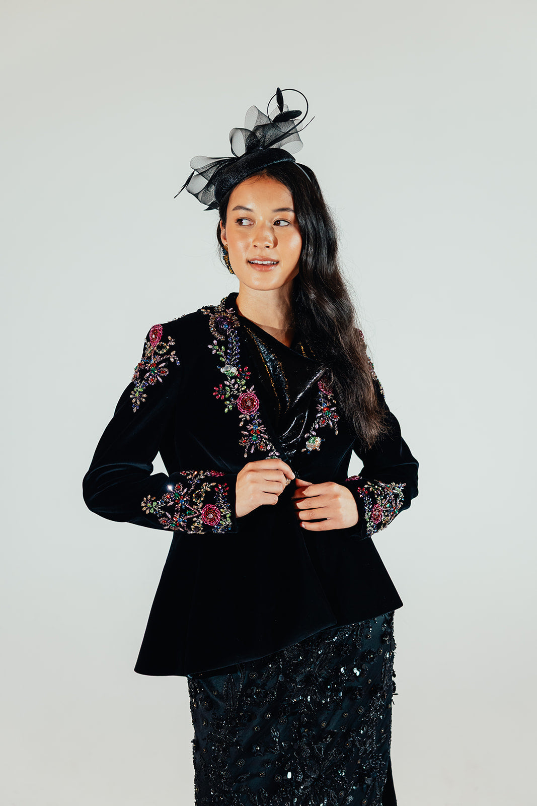 ELSA VELVET TAILORED JACKET | BLACK