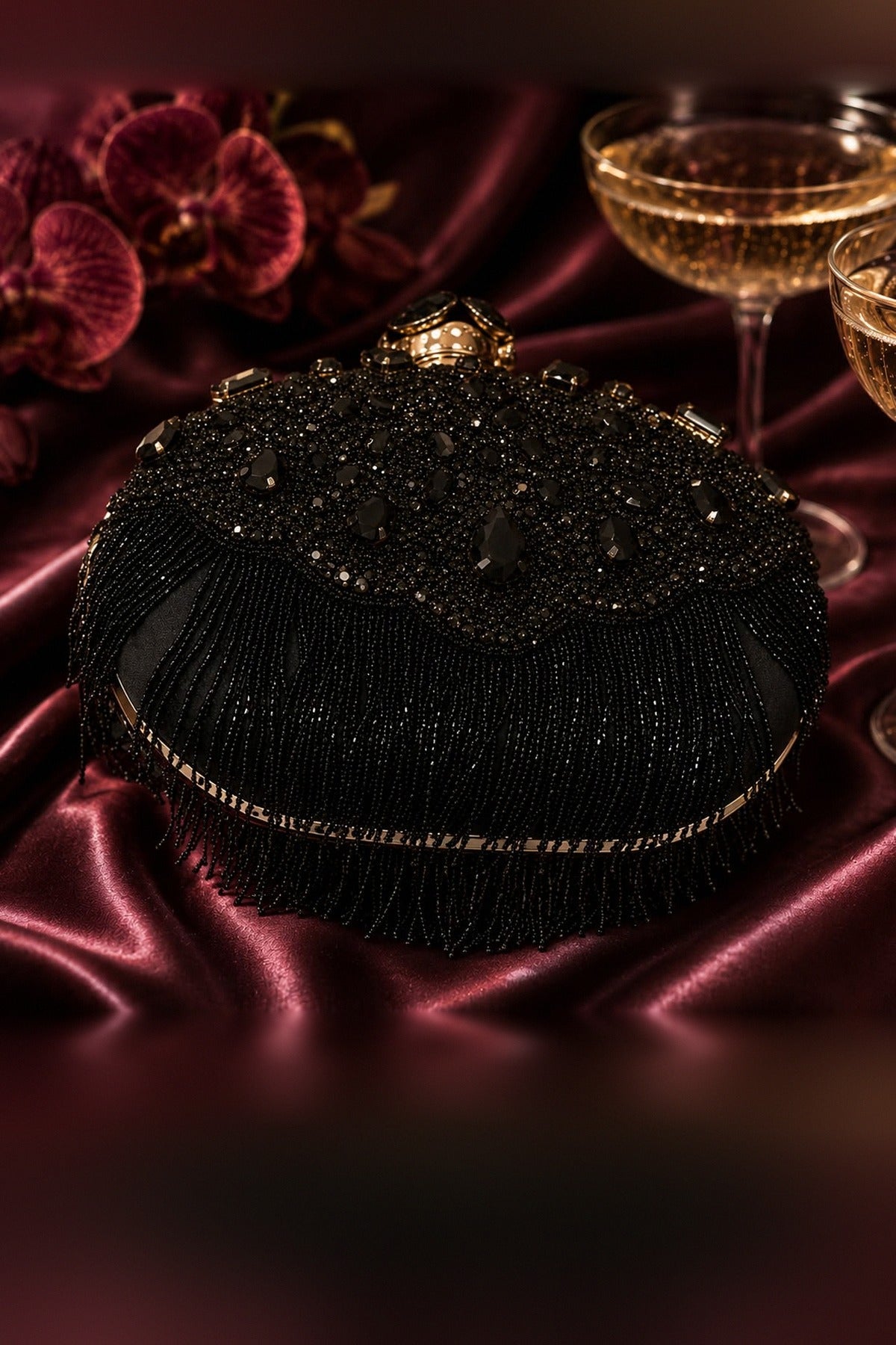 Noir Fringe Clutch
