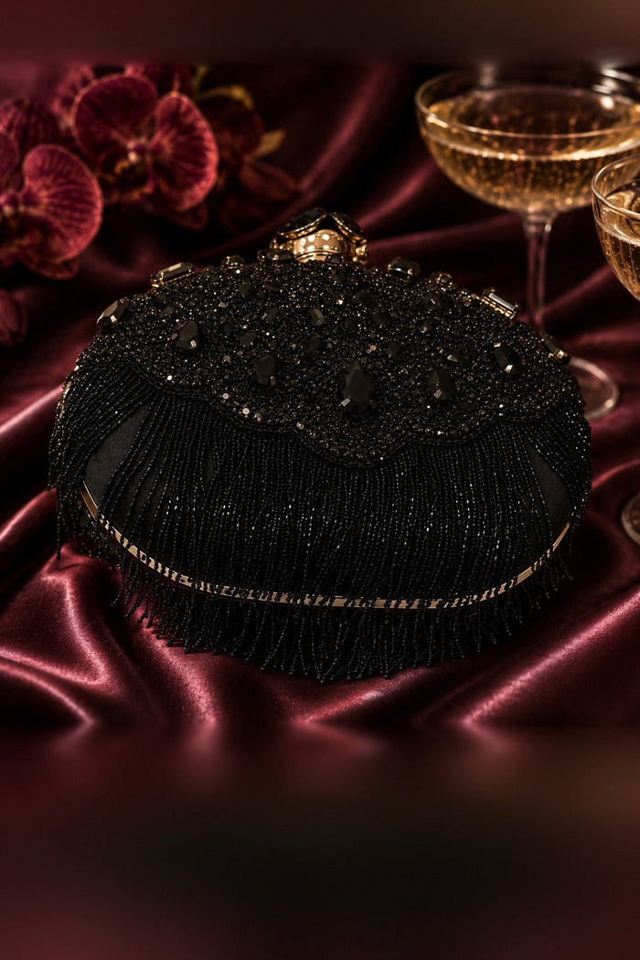 Noir Fringe Clutch