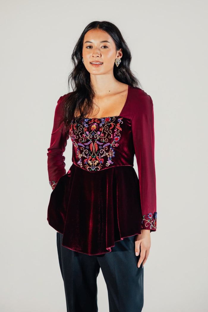 SASHA PEPLUM TOP | WINE
