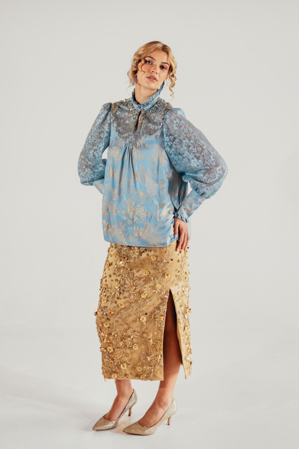 Selene Floral Skirt | Gold