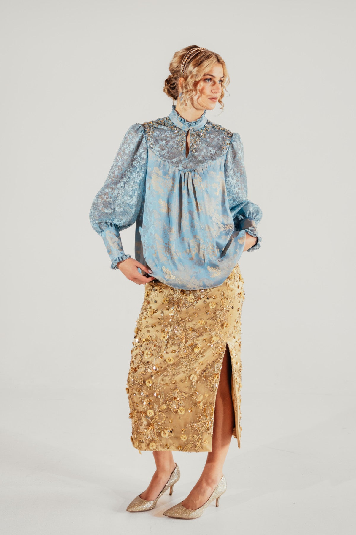 Selene Floral Skirt | Gold